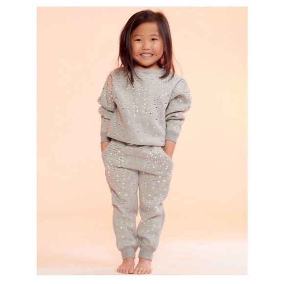 Cynthia Rowley Kid Rhinestone Jogger & Sweatshirt Set Heather Grey 7-8 - Picture 1 of 11